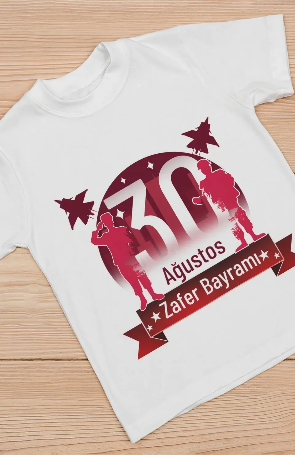 30 Ağustos Unisex Baskılı T-shirt - Beyaz
