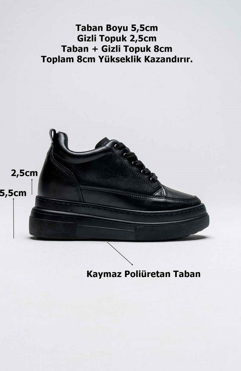Kadın Gizli Topuk Siyah Spor Ayakkabı Somersan Giyim | Kadın, Erkek ve Çocuk Moda