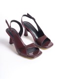 Kadın Bordo Rugan Detaylı Topuklu Sandalet TR13MY01E Somersan Giyim | Kadın, Erkek ve Çocuk Moda