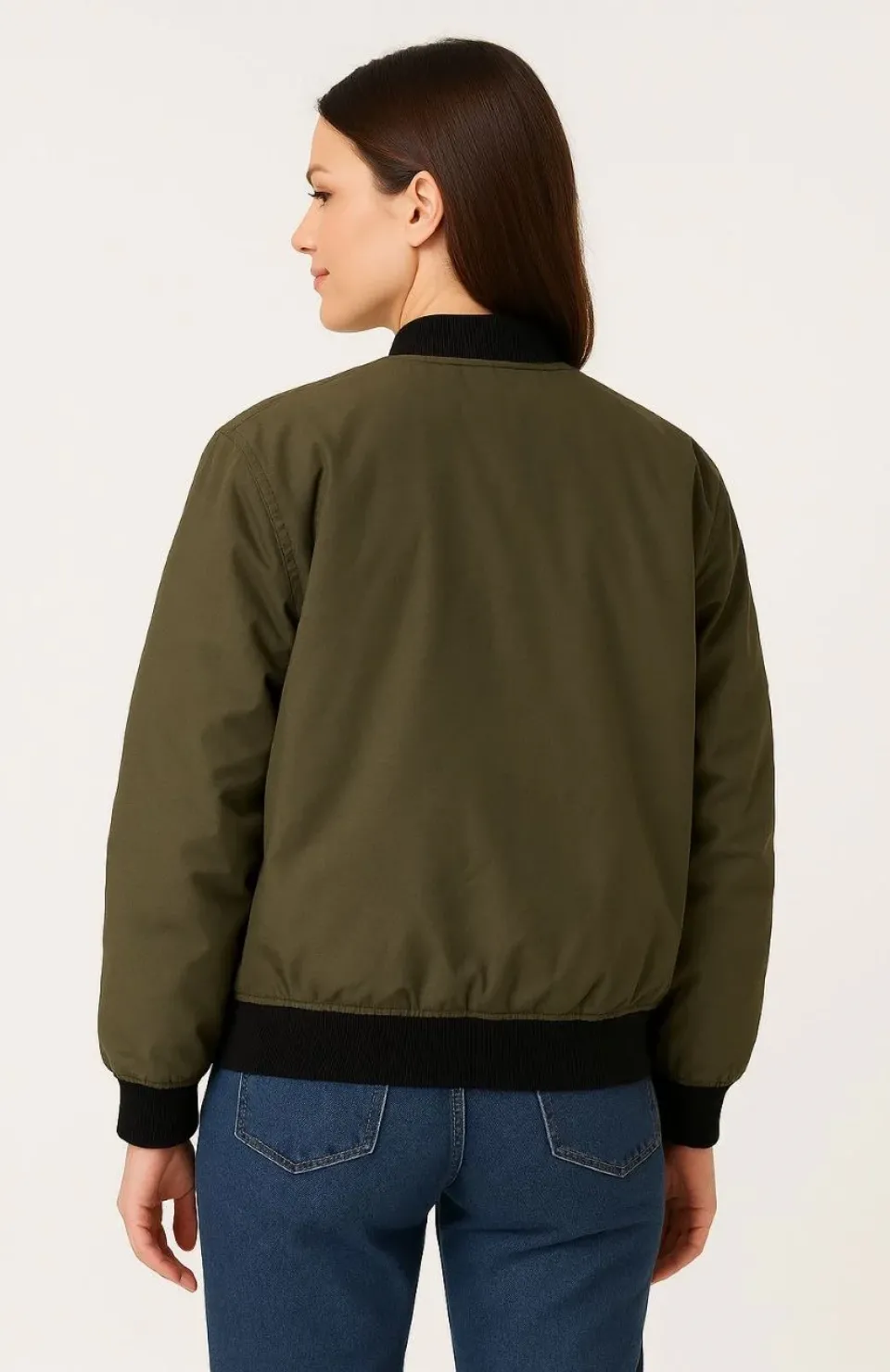 Kadın Bomber Mont Ceket – Fermuarlı, Kapitone İçi Astarlı, Su İtici Kumaş, Regular Fit, Yandan Cepli, Günlük Bahar & Kış Şık Rahat Stil - Haki