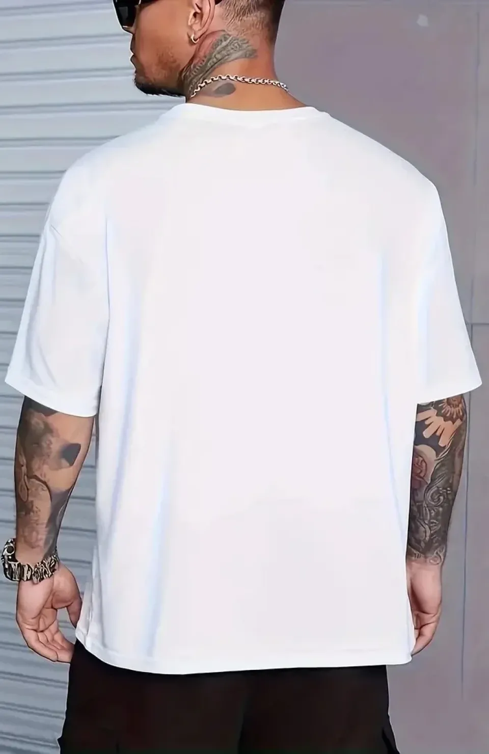 Sporda Günlük Hayata Giyilebilir GYM Baskılı Oversize Bisiklet Yaka Erkek T-shirt - Beyaz