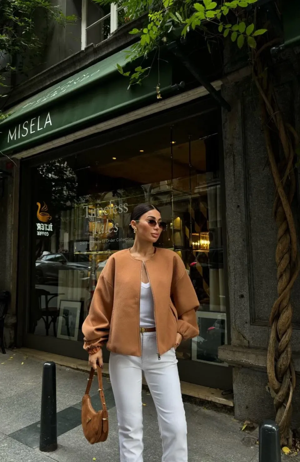 Kaşe Kaşmir Fermuarlı CEKET - Kahve