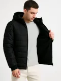 Erkek Şişme Kapüşonlu Fermuarlı Mont Su itici Kapitone Astarlı Kumaş Cepli Kışlık Rahat Kalıp - Siyah Somersan Giyim | Kadın, Erkek ve Çocuk Moda