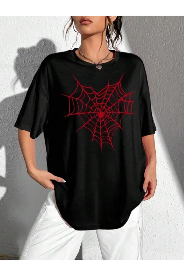 Baskılı Kadın T-shirt - Siyah