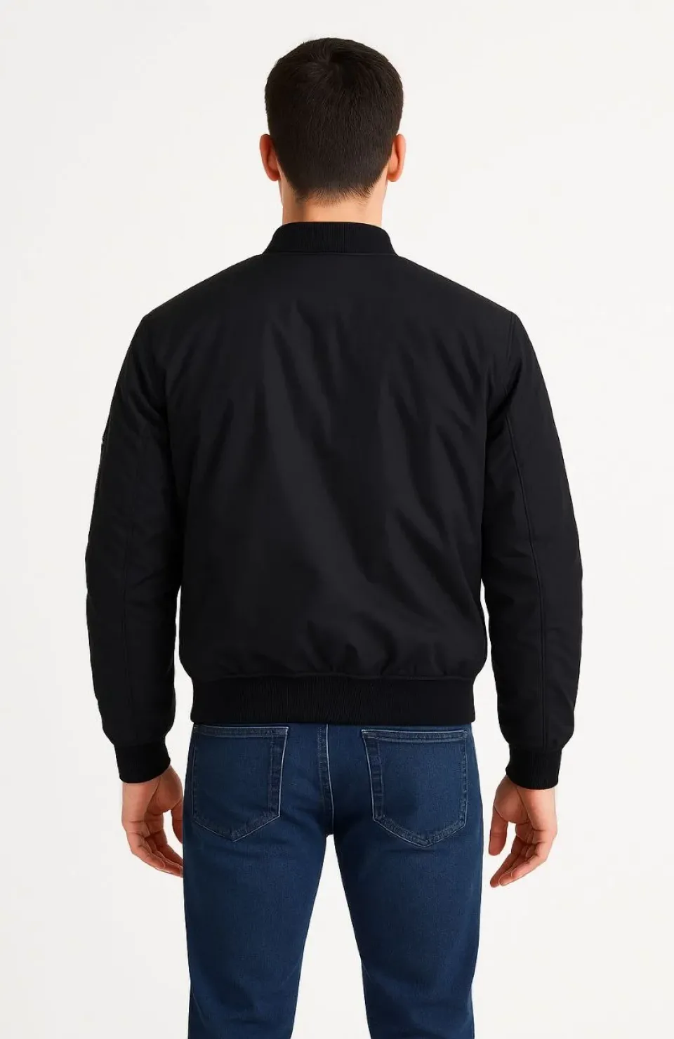 Erkek Bomber Mont Ceket – Fermuarlı, Kapitone İçi Astarlı, Su İtici Kumaş, Regular Fit, Uzun Kollu, Yandan Cepli, Bahar & Kış Rahat Günlük Stil - Siyah