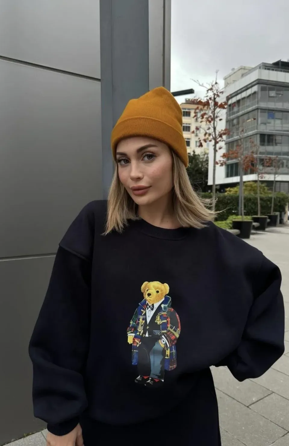 Bisiklet Yaka Üç İplik Sweat Takım - Siyah