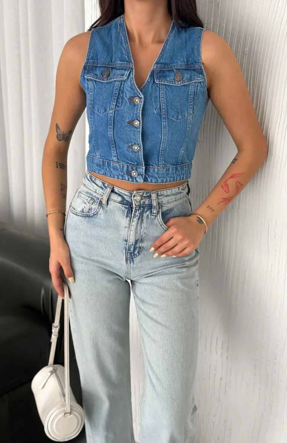 Kot Jeans Kadın Yelek - Mavi