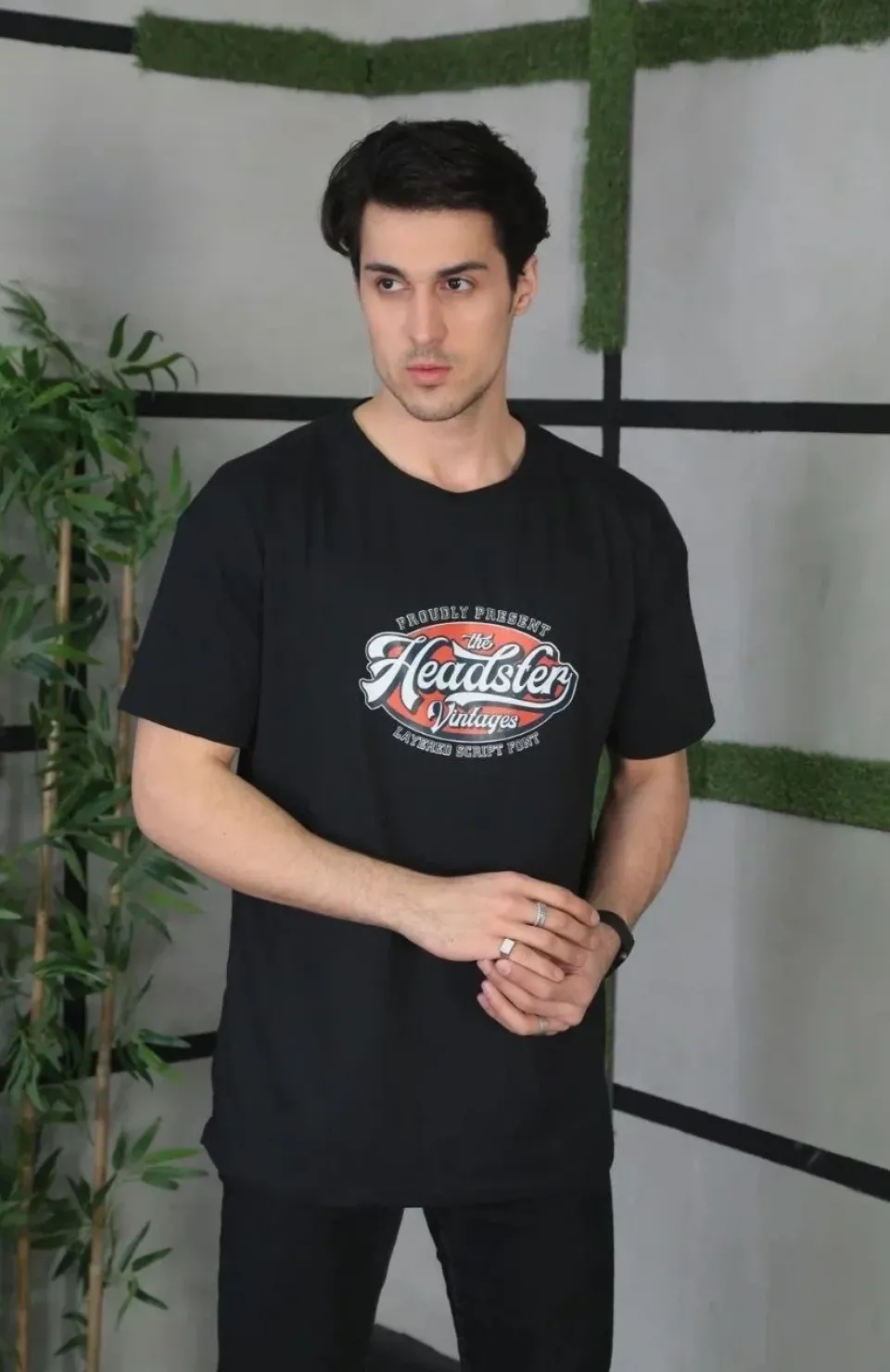 Unisex Baskılı Oversize T-Shirt - Siyah