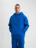 Unisex Double Oversize Kapşonlu Basic SweatShirt - Mavi