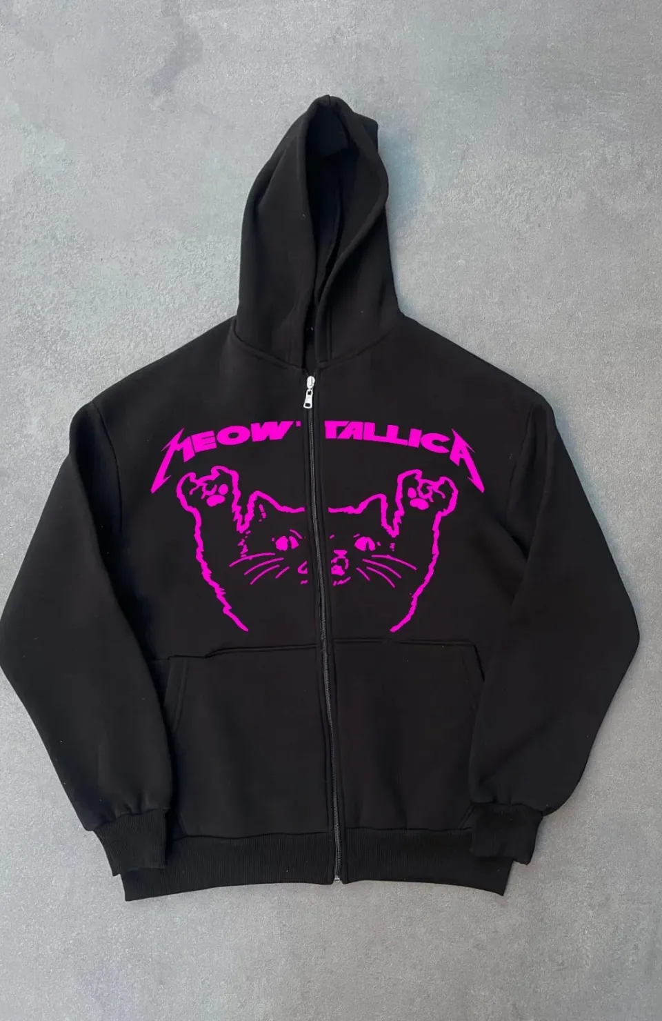 Kışlık Baskılı Fermuarlı Kapüşonlu Hırka - Siyah Somersan Giyim | Kadın, Erkek ve Çocuk Moda