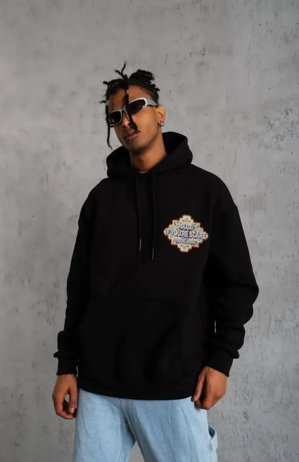 Erkek Kilim Desen Kapüşonlu - Siyah Somersan Giyim | Kadın, Erkek ve Çocuk Moda