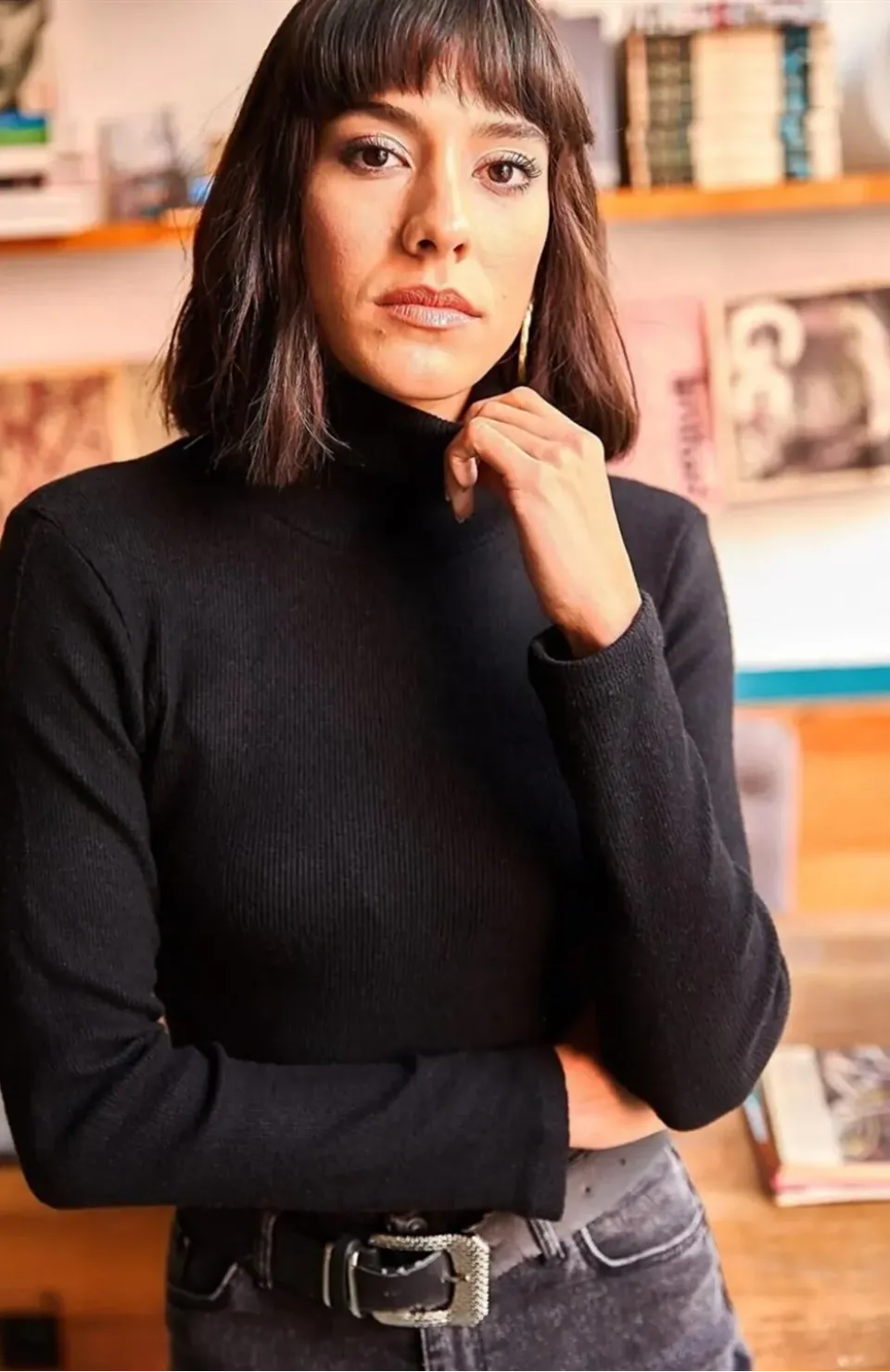 Kadın Kaşkorse Boğazlı Full Likralı Fitilli Body Kazak - Siyah Somersan Giyim | Kadın, Erkek ve Çocuk Moda