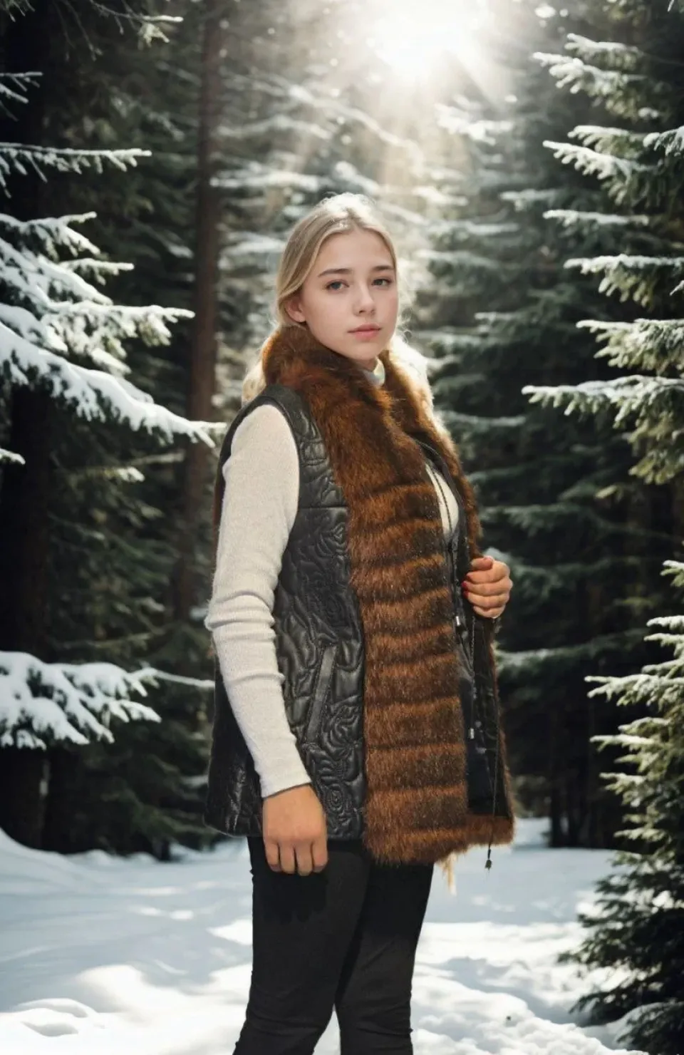 Kadın Kolsuz Fermuarlı Yelek - Siyah