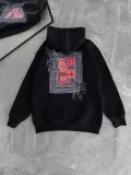 Uzun Kol Kapüşonlu Ön Ve Arka Baskılı SweatShirt - Siyah