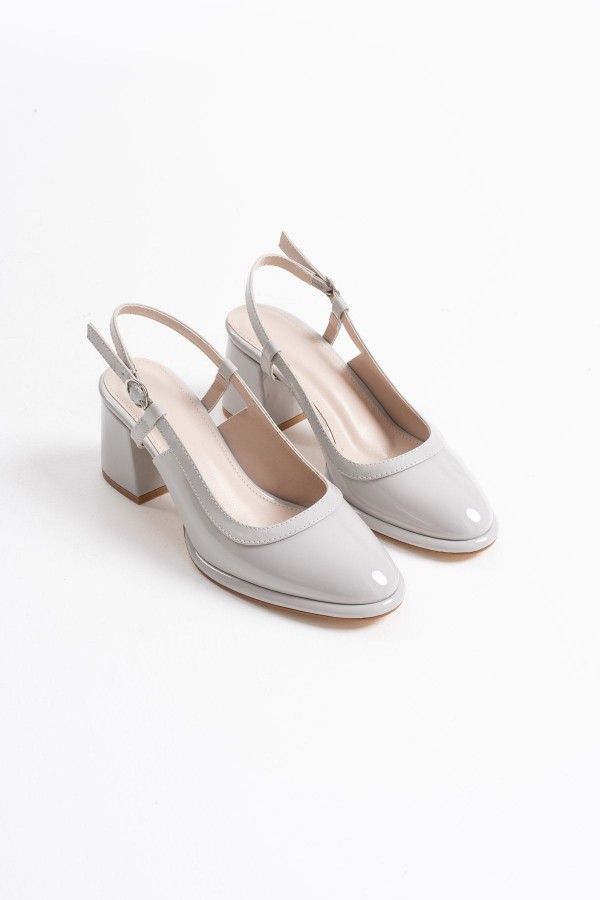 Gri Rugan Kadın Topuklu Ayakkabı TR18MS17C