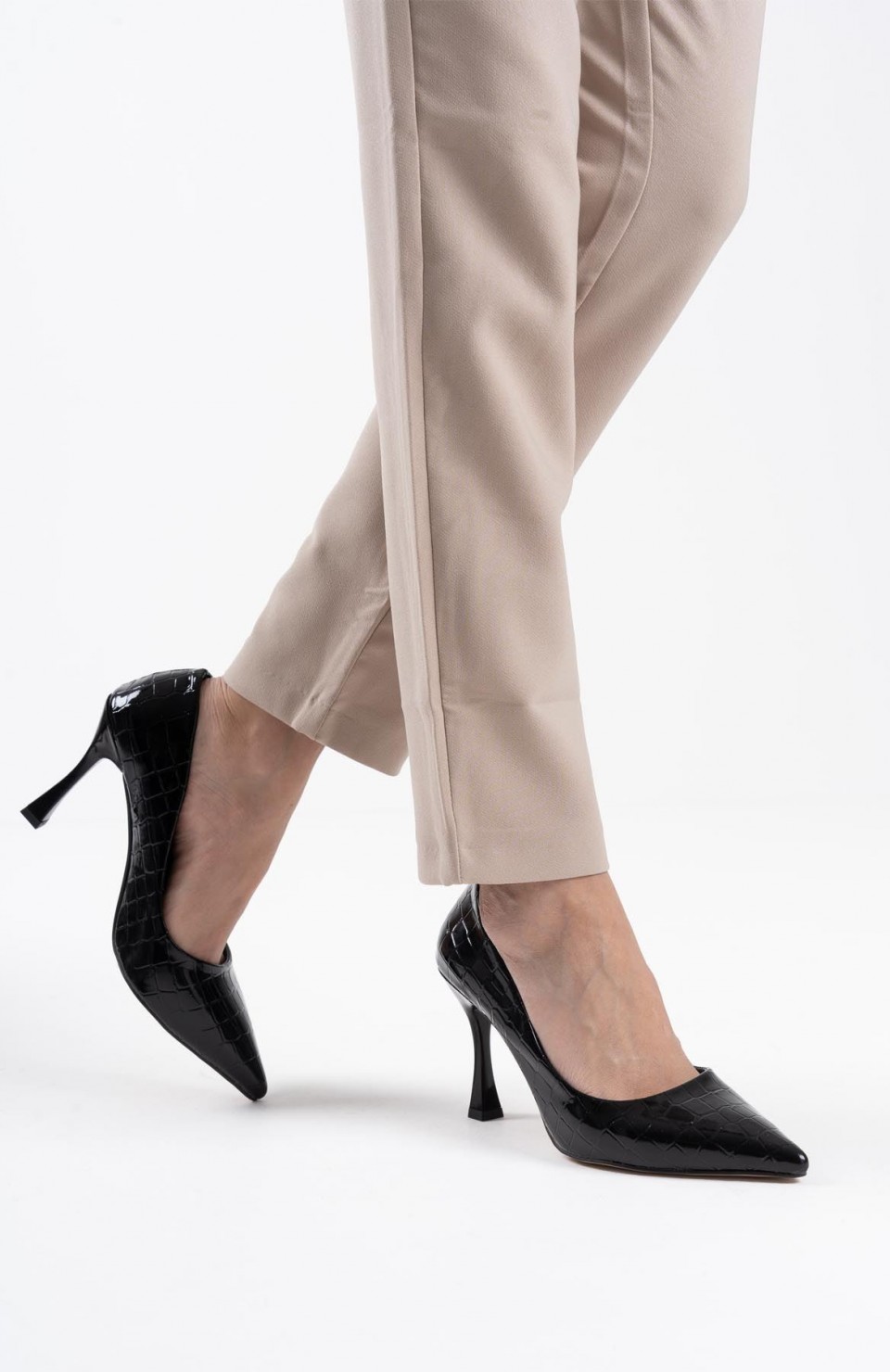 Kadın Siyah Kroko Rugan Stiletto TR08MS10A Somersan Giyim | Kadın, Erkek ve Çocuk Moda