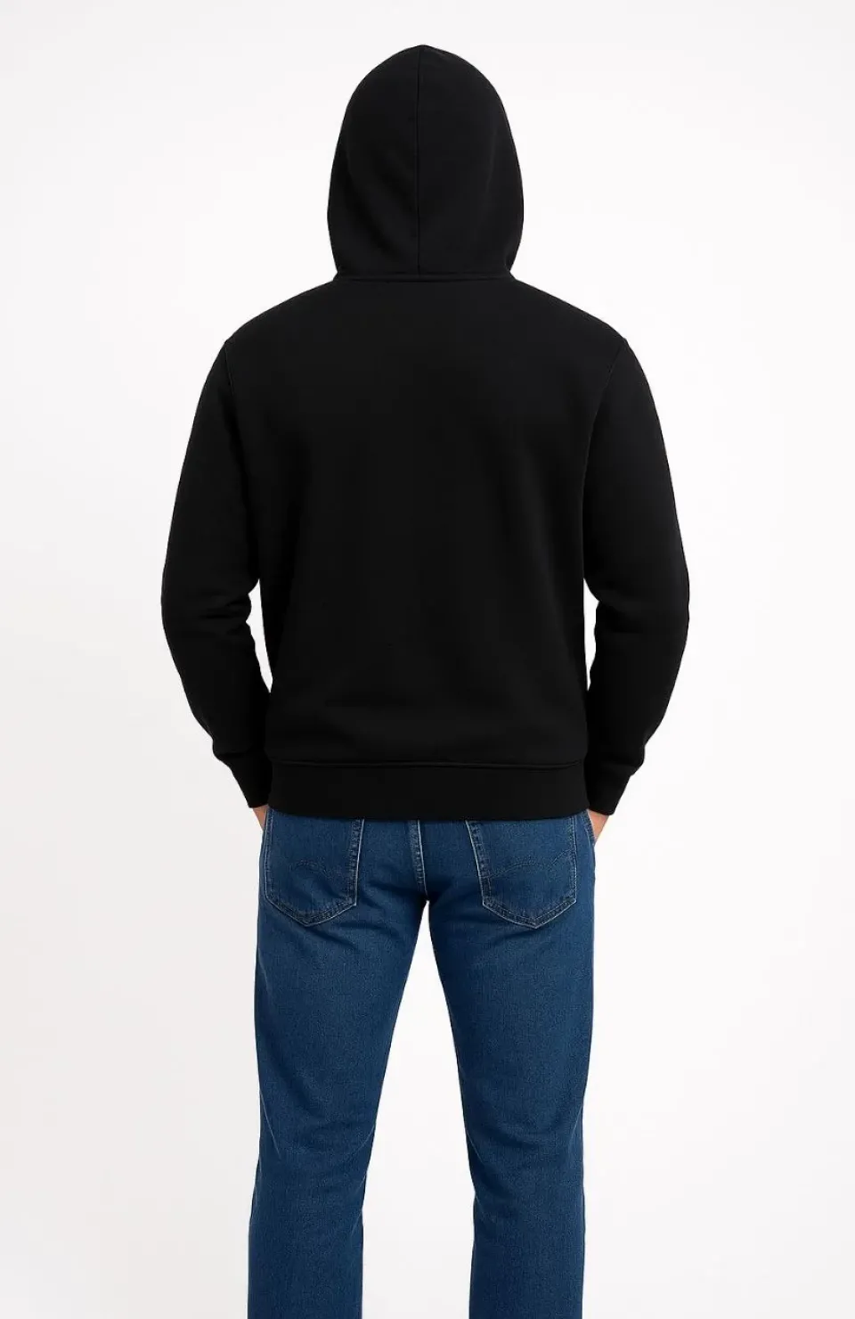 Erkek Üç İplik Kapüşonlu Kanguru Cepli SweatShirt hoodie - Siyah