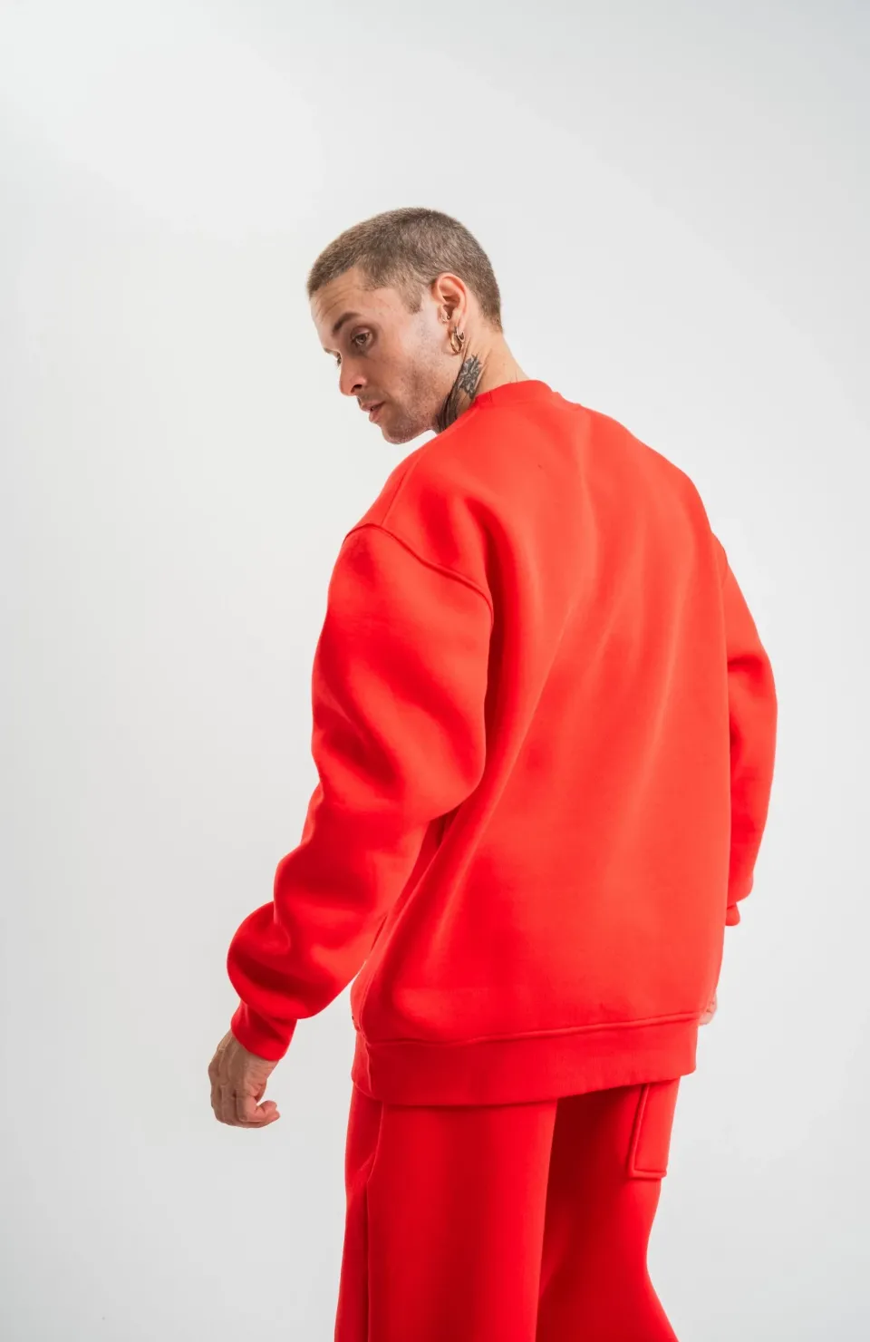 Uzun Kol Bisiklet Yaka Basic SweatShirt - Kırmızı