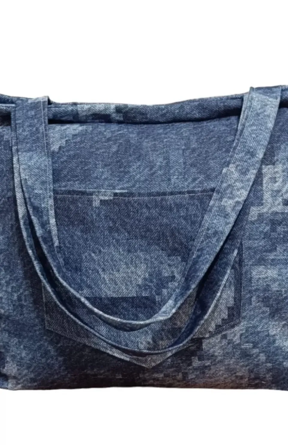 Blujin Desenli Piknik ve Deniz Cepli Fermuarlı Çanta - Mavi