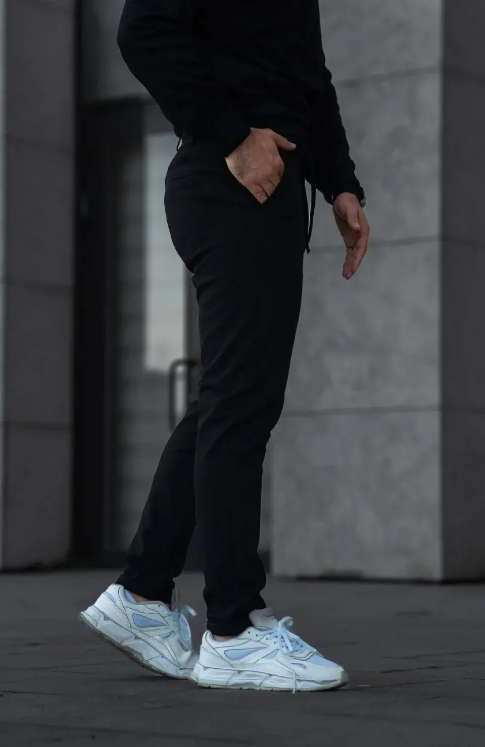 Erkek Diagonel Mikro dokulu Cepli Pantolon - Siyah