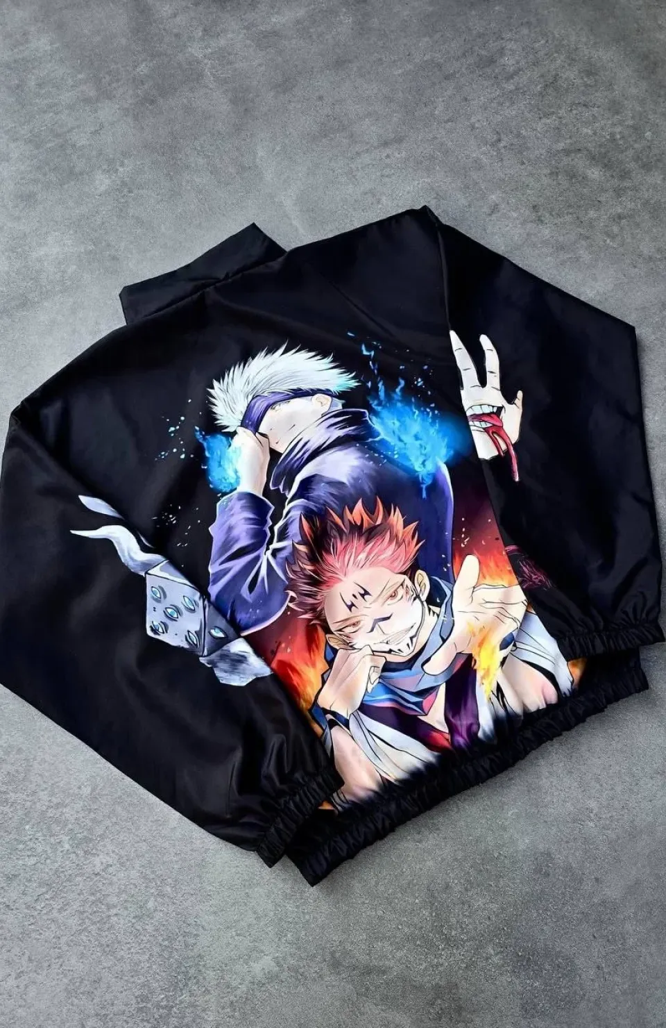 Fermuarlı Dijital Baskılı Rüzgarlık - Siyah