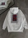 Uzun Kol Kapüşonlu Ön Ve Arka Baskılı SweatShirt - Beyaz