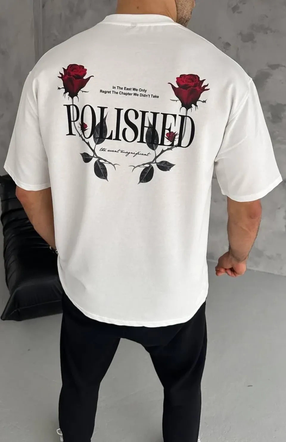 Unisex Bisiklet Yaka Baskılı Oversize T-Shirt - Beyaz Somersan Giyim | Kadın, Erkek ve Çocuk Moda