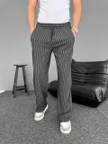 Su Yolu Çizgili Cepli Pantalon - Siyah