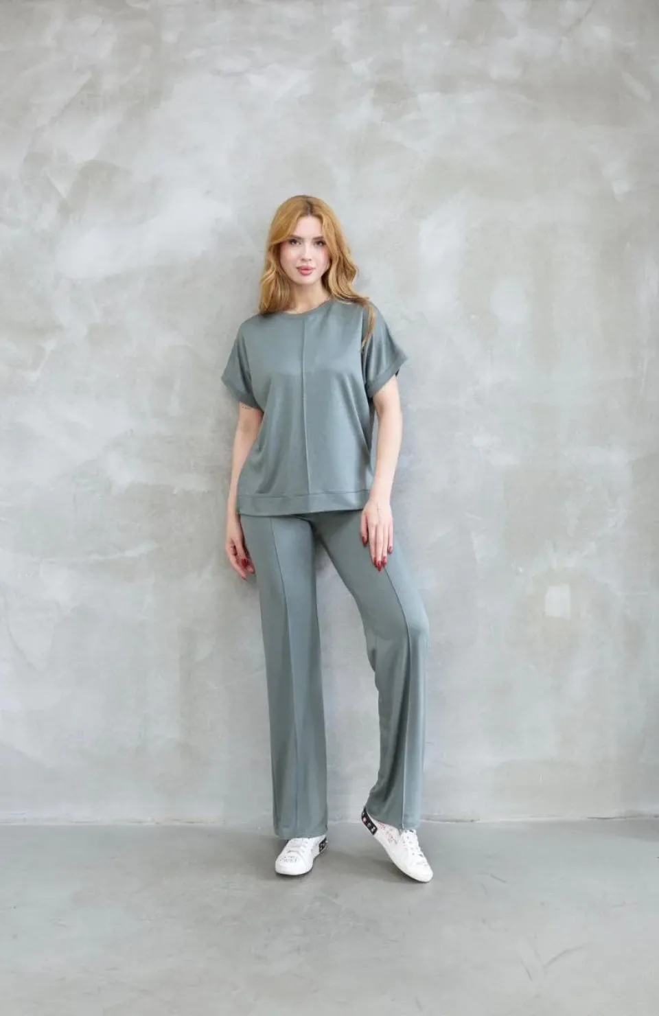 Osy Modal Yumuşak dokulu Kumaş Bisiklet Yaka Kısa Kollu Takım - Mint Yeşili