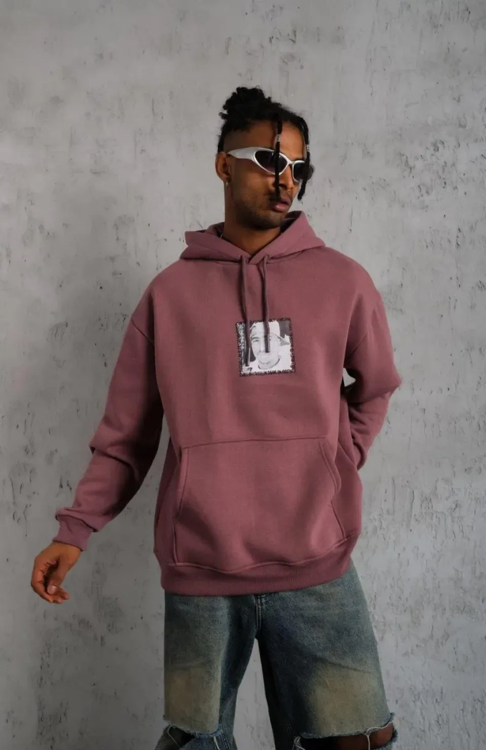 Erkek Ön Arka Baskılı Kapşonlu Sweat - Gül Kurusu Somersan Giyim | Kadın, Erkek ve Çocuk Moda