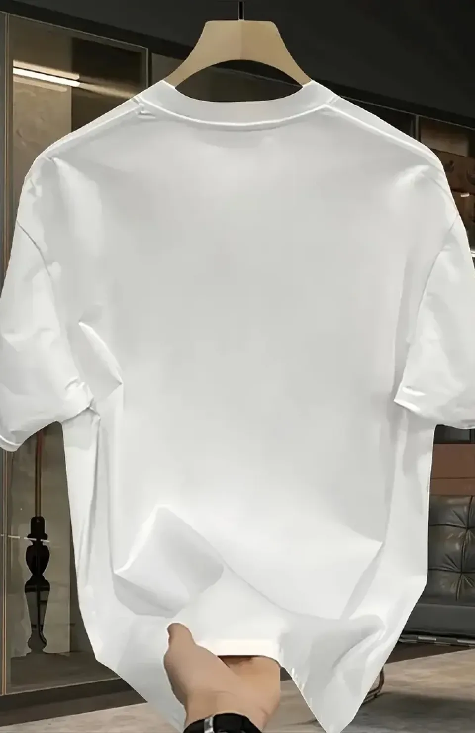 Pembe Panter Baskılı Erkek Oversize Günlük Kısa Kollu Tişört İlkbahar ve Yaz için Mükemmeldir - Beyaz