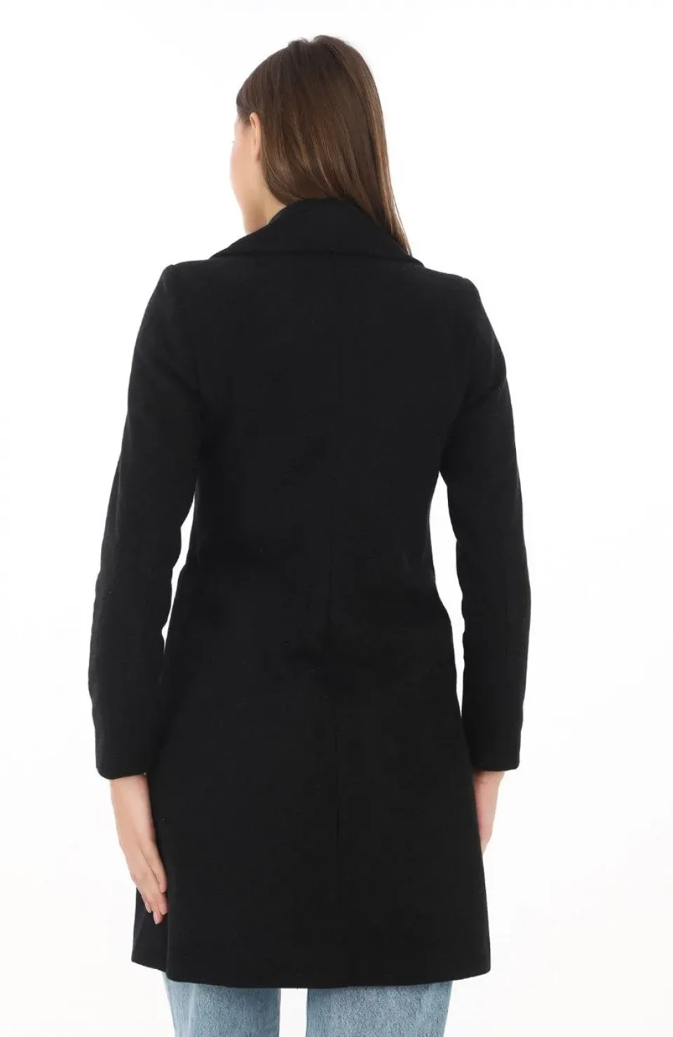 Düğmeli İçi Astarlı Kadın Kaşmir Kaşe Kaban - Siyah Somersan Giyim | Kadın, Erkek ve Çocuk Moda