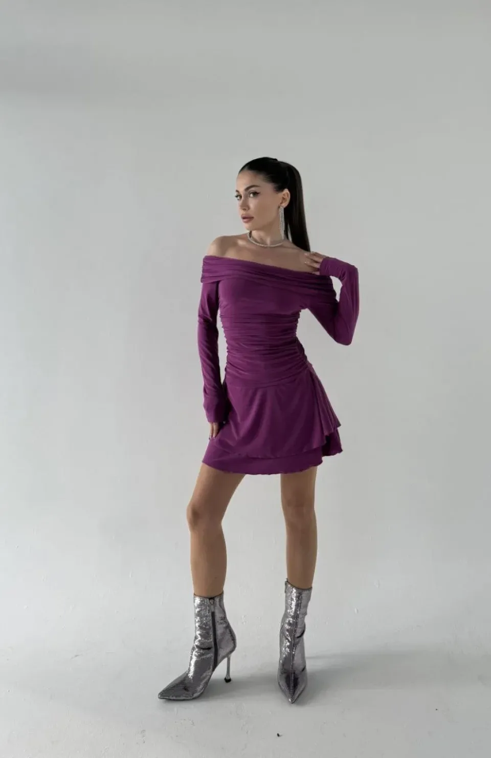 Mını Fırfırlı Elbise - Pembe