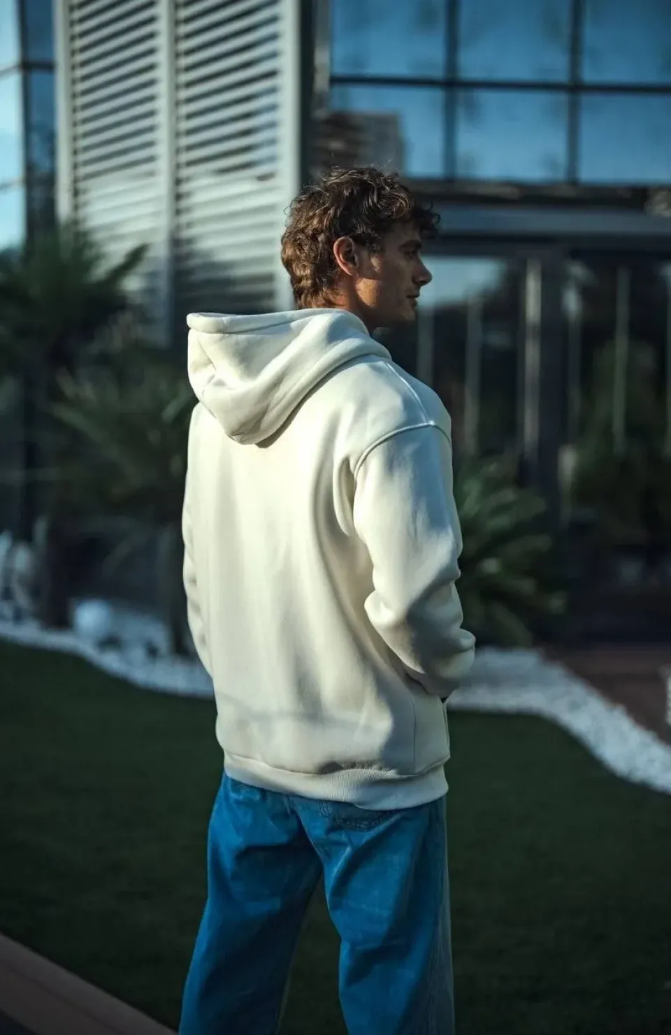 Üç İplik Penye Kapşonlu Basic SweatShirt - Beyaz Somersan Giyim | Kadın, Erkek ve Çocuk Moda