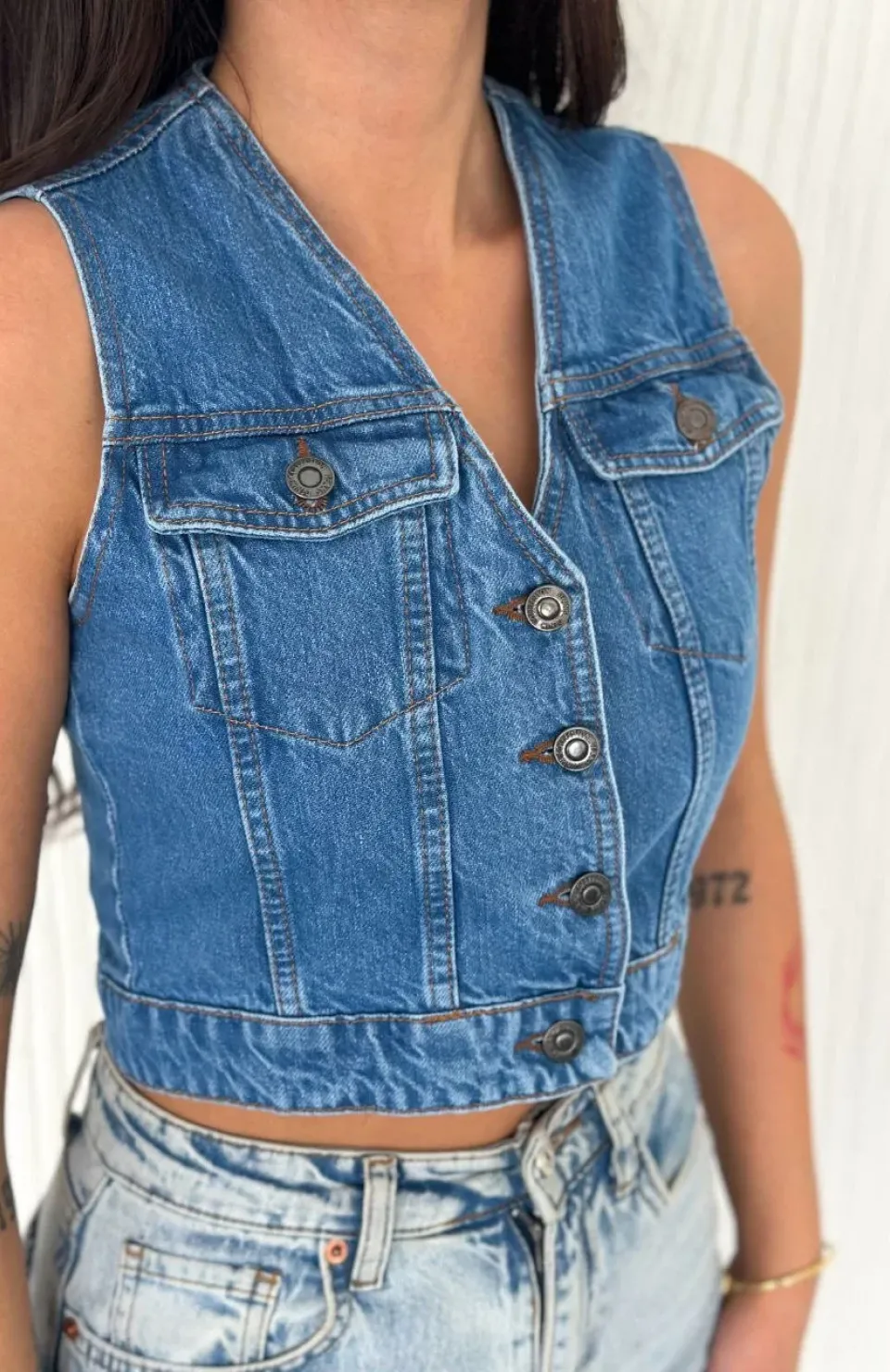 Kot Jeans Kadın Yelek - Mavi