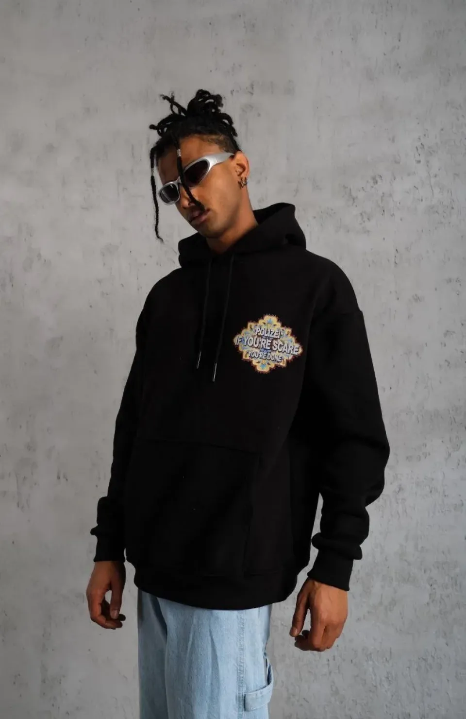 Erkek Kilim Desen Kapüşonlu - Siyah Somersan Giyim | Kadın, Erkek ve Çocuk Moda