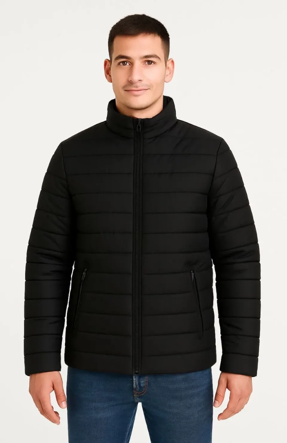 Erkek Bomber Mont Ceket – Su İtici Kumaş, Kapitone Astarlı, Fermuarlı, Kışlık - Siyah