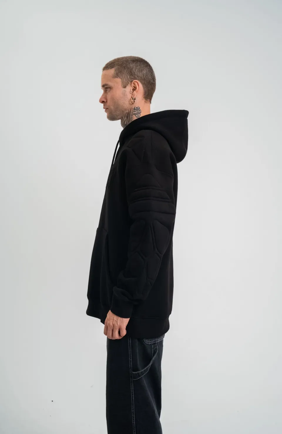 Double Oversize Kapşonlu Nakışlı SweatShirt - Siyah Somersan Giyim | Kadın, Erkek ve Çocuk Moda