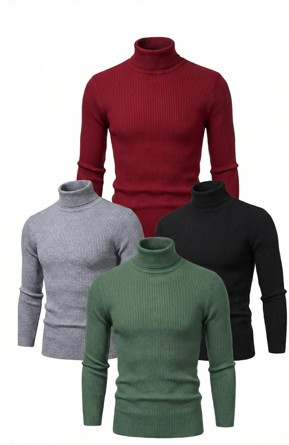 4lü Siyah, Bordo, Gri, Haki Unisex Kaşkorse Boğazlı Full Likralı Fitilli Body Kazak Somersan Giyim | Kadın, Erkek ve Çocuk Moda