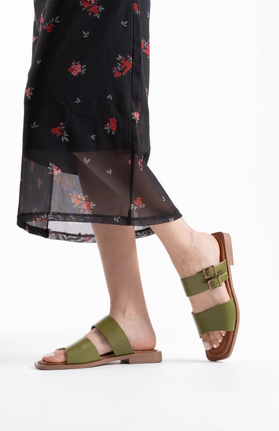 Haki Yeşili Hakiki Deri Terlik TR31MY33F Somersan Giyim | Kadın, Erkek ve Çocuk Moda