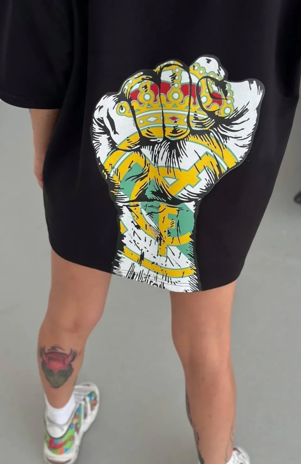 Unisex Bisiklet Yaka Baskılı Oversize T-Shirt - Siyah Somersan Giyim | Kadın, Erkek ve Çocuk Moda