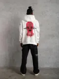 Erkek Maske Baskılı Kapüşonlu Sweat - Beyaz