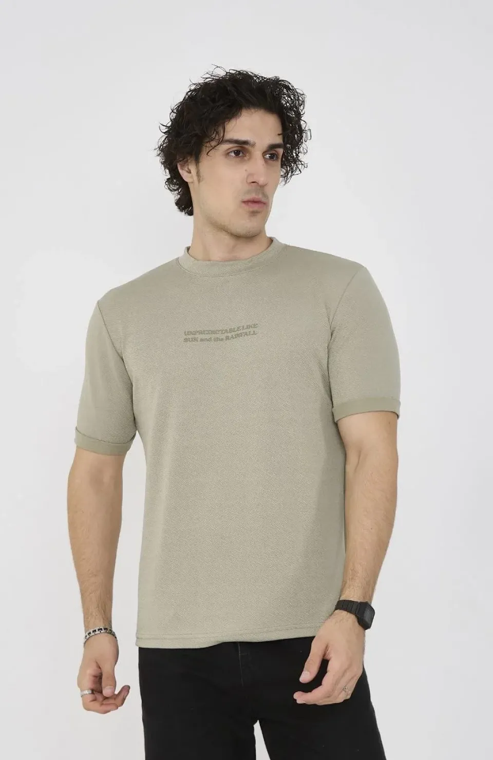 Unisex Bisiklet Yaka Slim fit T-Shirt- Açık Yeşil