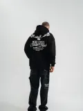 Unisex Uzun Kol Bisiklet Yaka Yıkamalı SweatShirt - Siyah