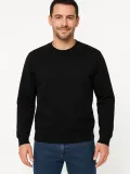 Erkek Üç İplik Düz Bisiklet Yaka SweatShirt - Siyah