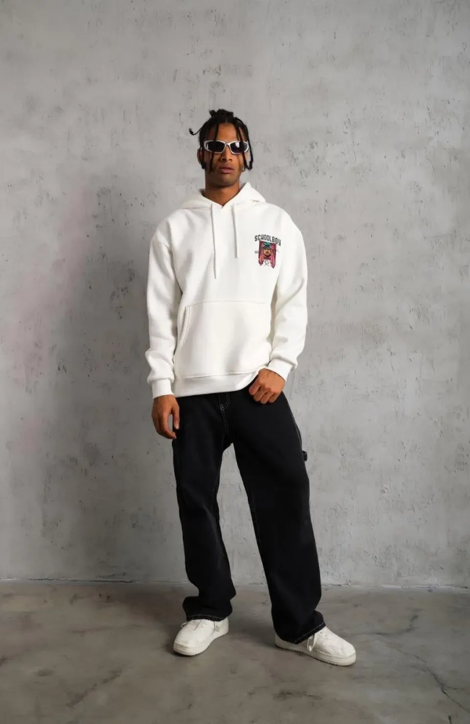 Erkek SCHOOL BOY Baskılı Kapüşonlu Sweat - Beyaz