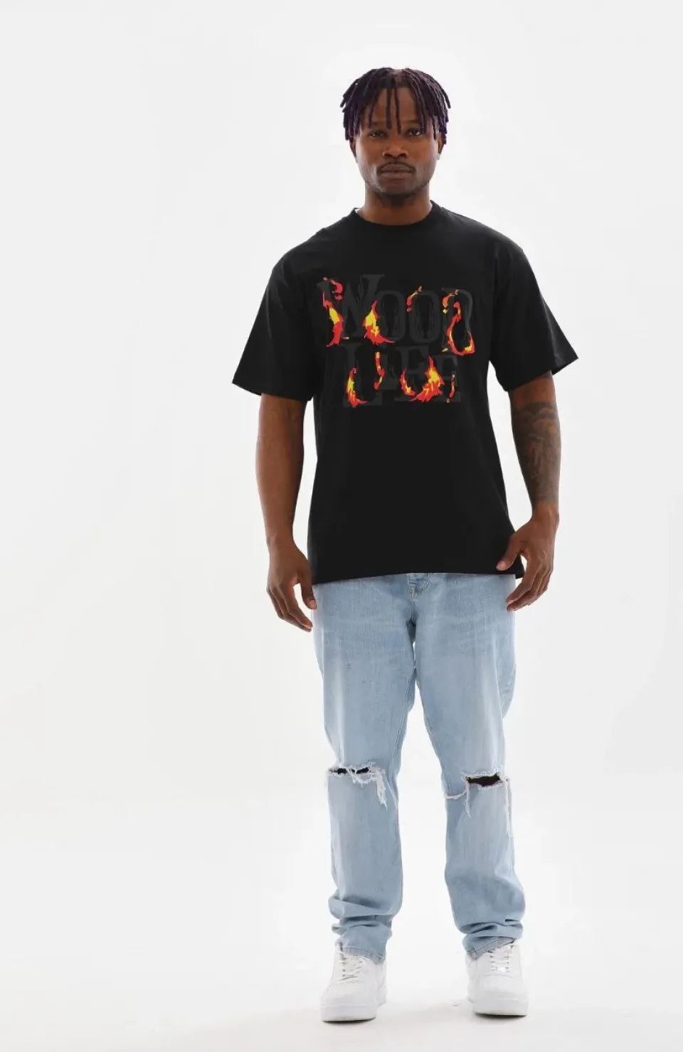 Unisex Baskılı Oversize T-Shirt - Siyah