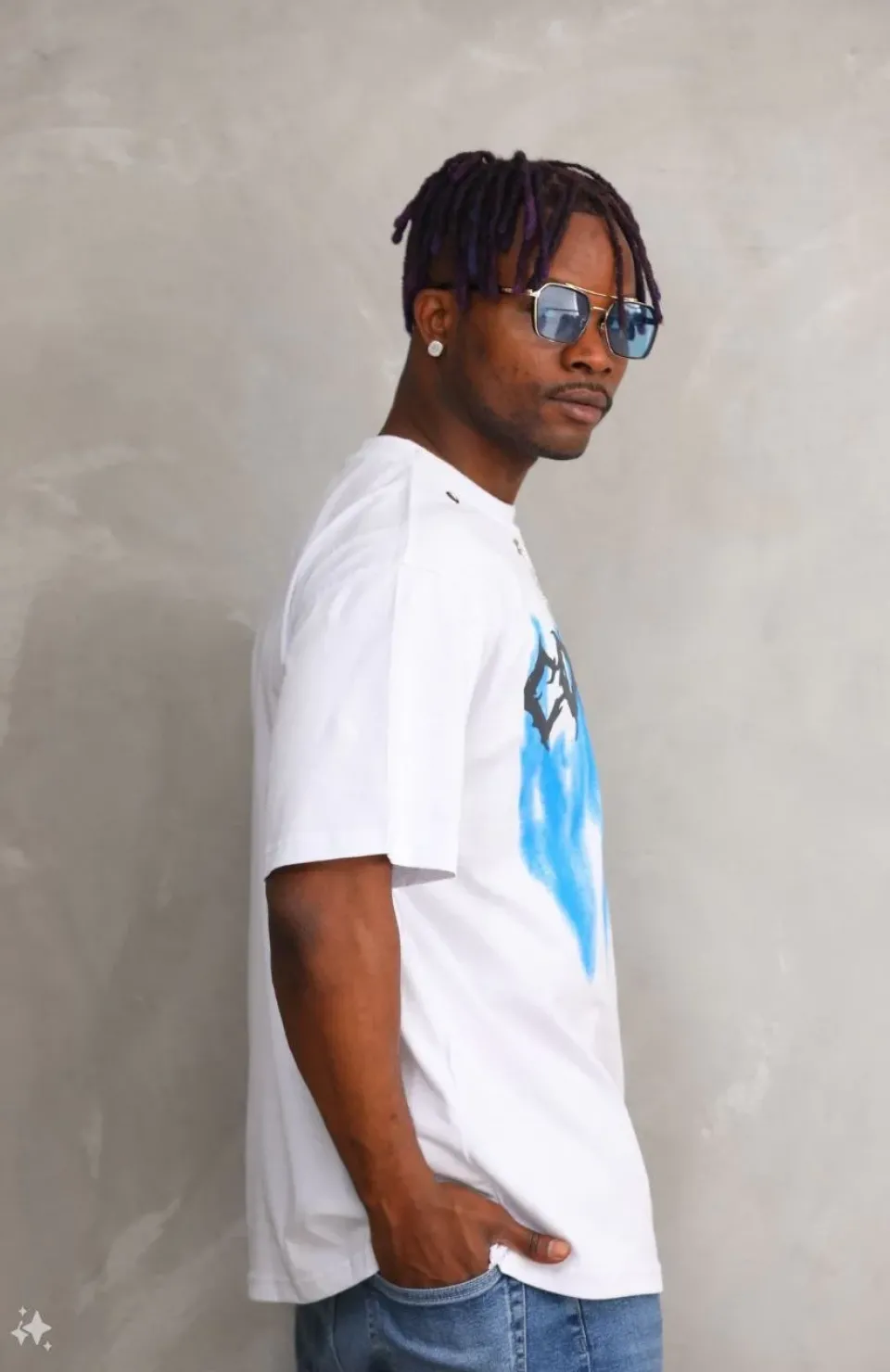 Unisex Oversize Kolye Dahil T-Shirt - Beyaz