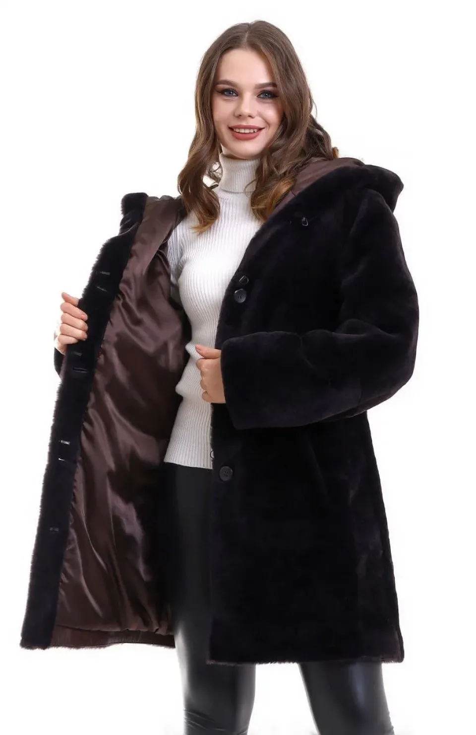 Kadın Reks Kapüşonlu - Kahverengi