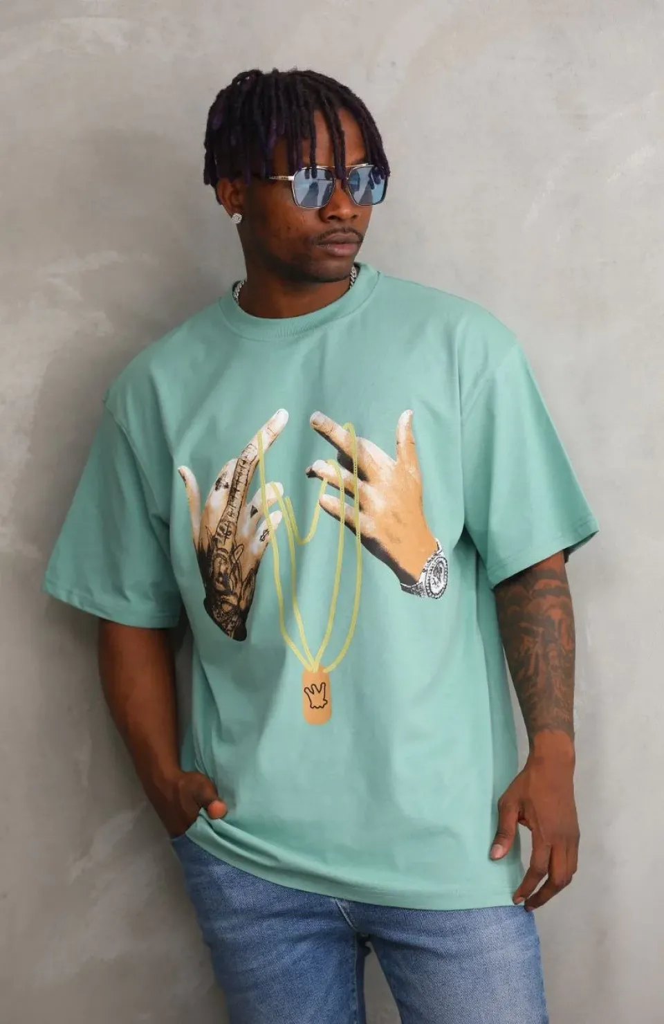 Unisex Baskılı Oversize T-Shirt - Mint Yeşili Somersan Giyim | Kadın, Erkek ve Çocuk Moda